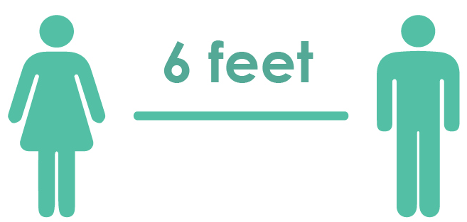 Two people positioned six feet apart
