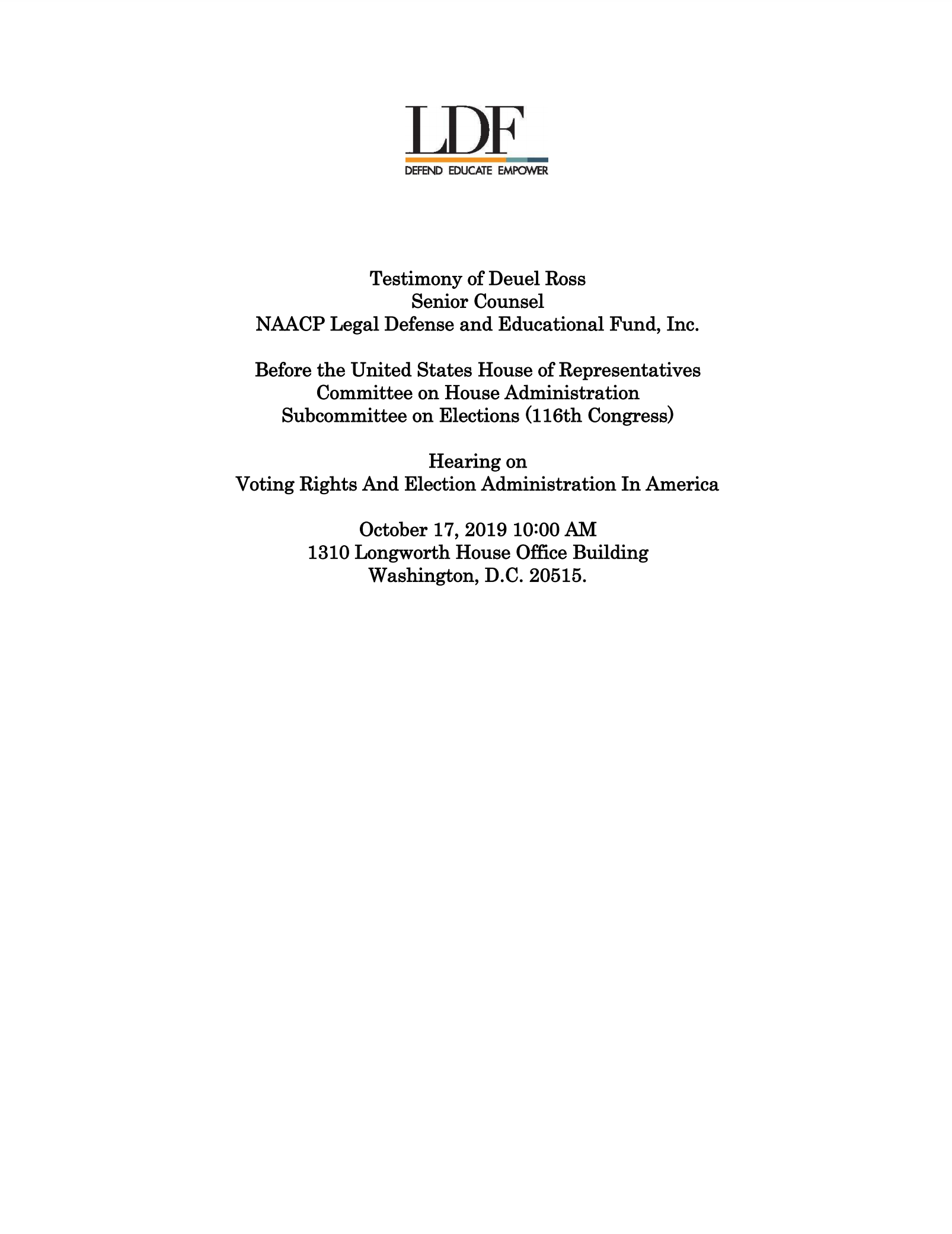 Deuel Ross testimony