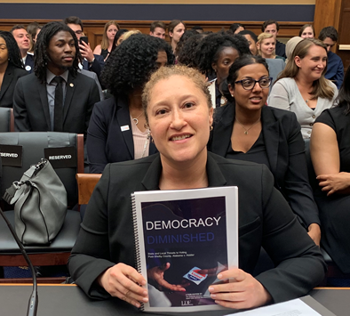 Leah Aden testifying before the House Judiciary Subcommittee on the Constitution, Civil Rights, and Civil Liberties