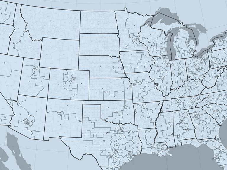 Cropped map of US congressional districts